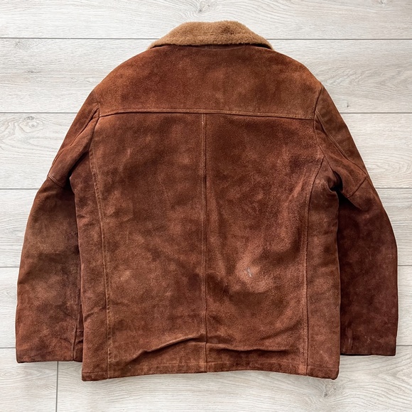True Vintage 70's Sears Suede Leather Sherpa Western BoHo Jacket Coat - Picture 9 of 10